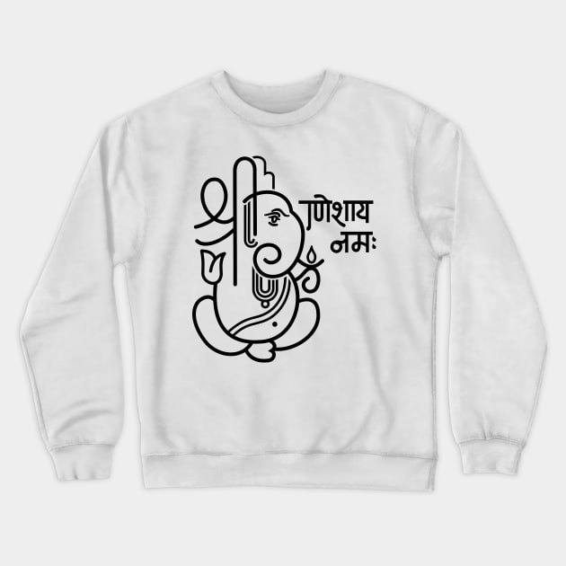 Ganesh Ganesa Ganapati Elephant 5 (black) Crewneck Sweatshirt by Mystic-Land